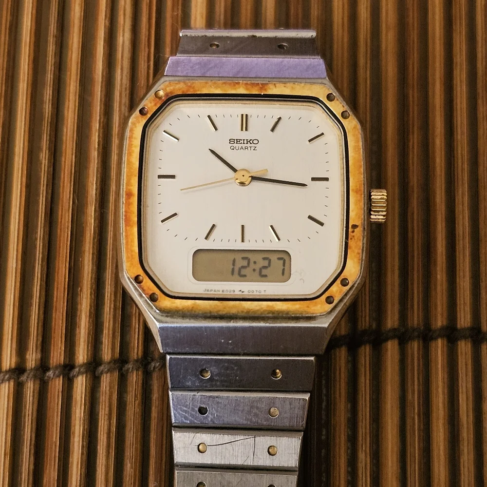 Seiko Two-Tone Silver and Gold Analog-Digital Women's Watch